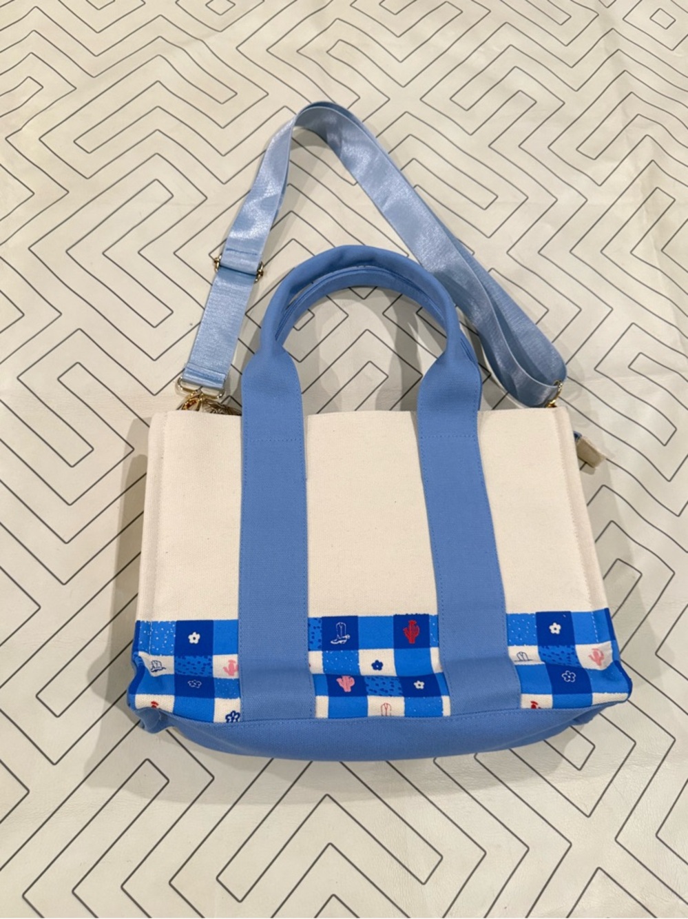 Miss Mahjong Canvas Checkered Tote Bag